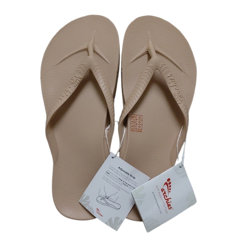 Archies Arch Support Thong Flip Flop Tan Unisex M9 / W10 New with Tags